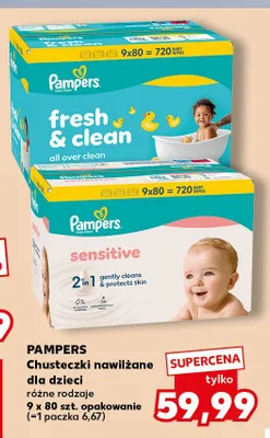 Chusteczki nawilżane dla dzieci Sensitive Pampers 9-pak promocja w Kaufland
