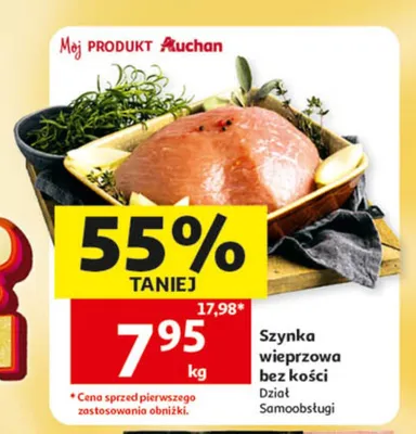 Szynka wieprzowa bez kości promocja w Auchan