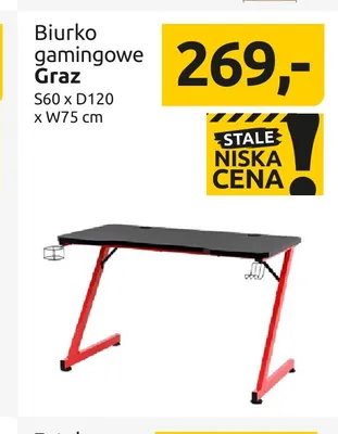 Biurko gamingowe Graz Black Red White promocja w Black Red White