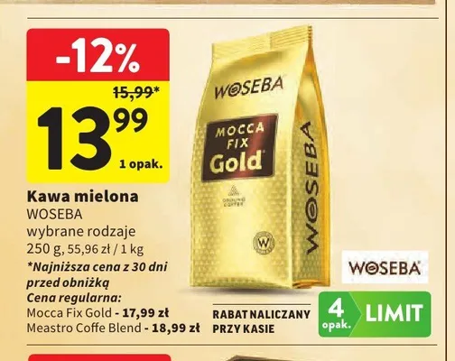 Kawa mielona Woseba Mocca Fix Gold promocja w Intermarche
