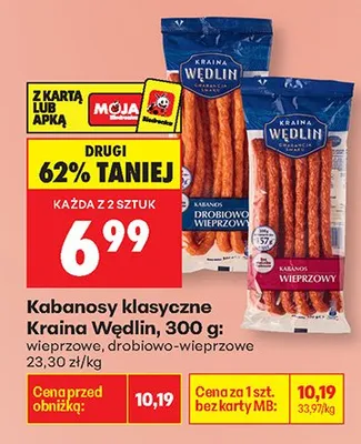 Kabanosy klasyczne Kraina Wedlin wieprzowe 300g promocja w Biedronka