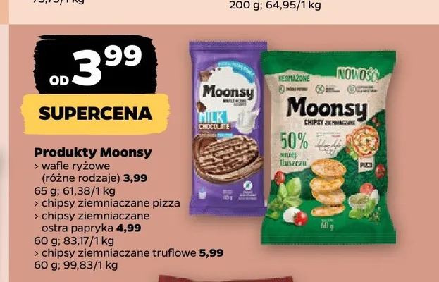 Chipsy ziemniaczane o smaku pizzy Moonsy promocja w Netto