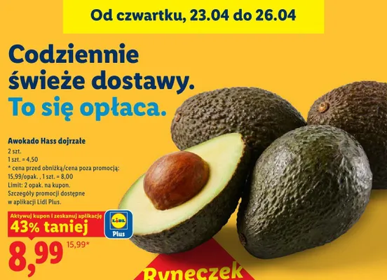 Awokado Hass dojrzałe promocja w Lidl