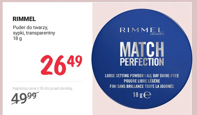 Puder do twarzy, sypki, transparentny 18g promocja w Rossmann