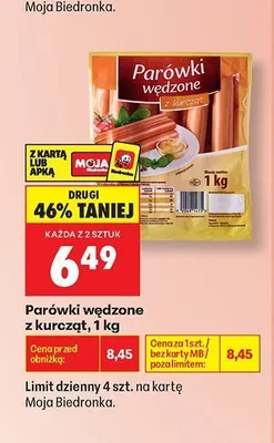 Parówki wędzone z kurcząt promocja w Biedronka
