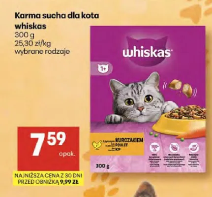 Karma sucha dla kota Whiskas z kurczakiem promocja w Delikatesy Centrum