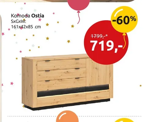 Komoda Ostia promocja w Black Red White
