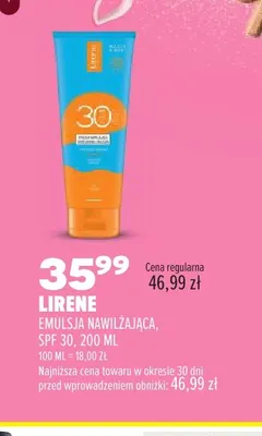 Emulsja nawilżająca Lirene SPF 30 promocja w Drogerie Natura