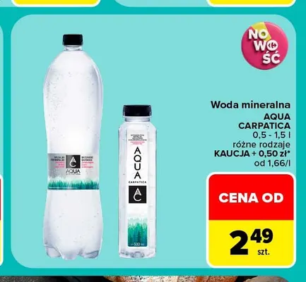 Woda mineralna Aqua Carpatica różne rodzaje promocja w Carrefour Market