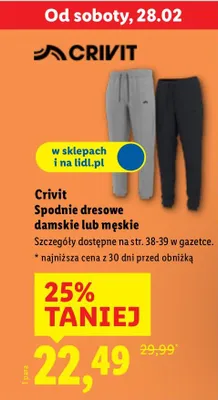 Spodnie dresowe damskie lub męskie promocja w Lidl