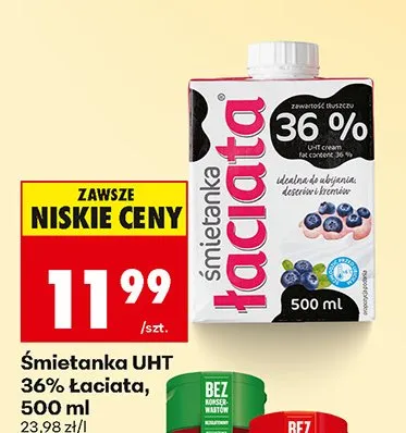Śmietanka UHT 36% Łaciata promocja w Biedronka