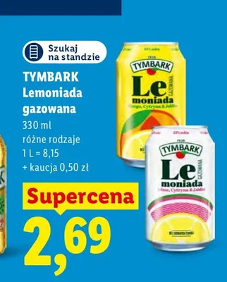 Lemoniada gazowana cytryna-malina Tymbark promocja w Lidl