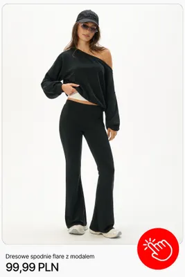 Dresowe spodnie flare z modalem Cropp promocja w Cropp