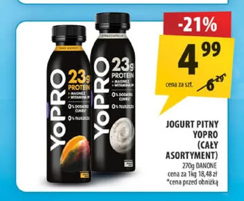 Jogurt pitny o smaku truskawkowym YoPro Danone promocja w Arhelan