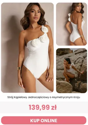 Strój kąpielowy jednoczęściowy o asymetrycznym kroju Renee promocja w Renee