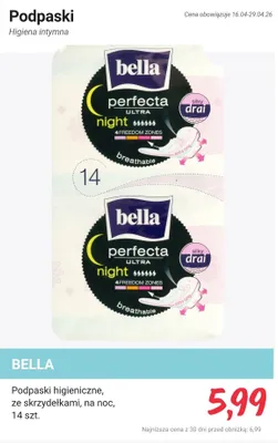 Podpaski higieniczne ze skrzydełkami na noc promocja w Rossmann