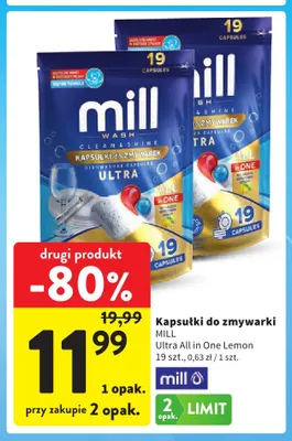 Kapsułki do zmywarki Mill Ultra All in One Lemon promocja w Intermarche