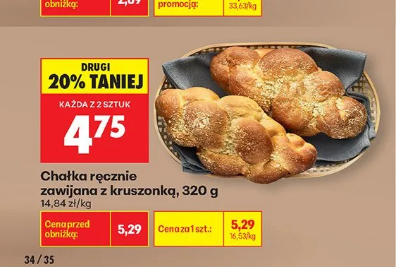 Chałka ręcznie zawijana z kruszonką promocja w Biedronka