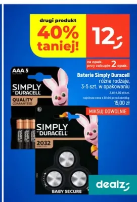 Baterie Simply Duracell AAA promocja w Dealz