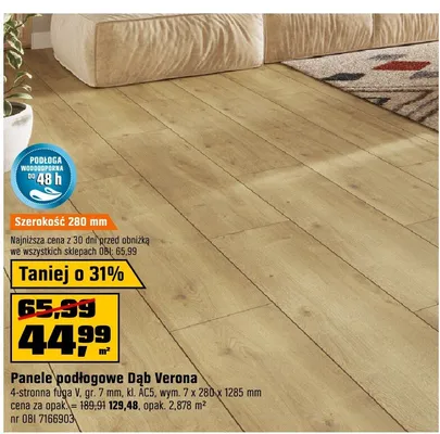 Panele podłogowe Dąb Verona 4-stronna fuga V gr. 7mm kl. AC5 wym. 7x280x1285mm promocja w OBI
