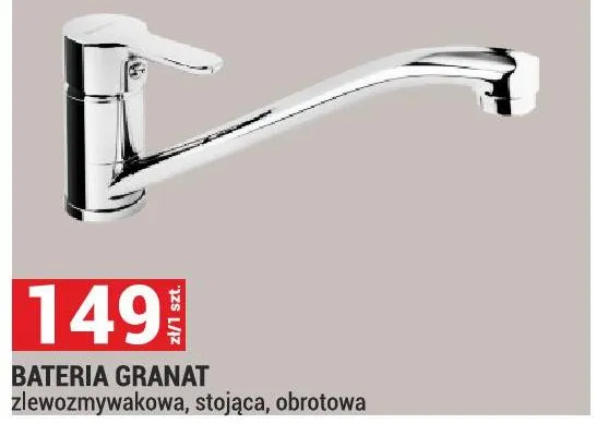 Bateria Granat zlewozmywakowa stojąca obrotowa promocja w Merkury Market