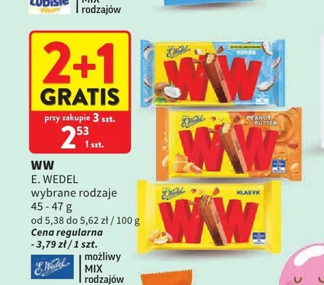 Wafel WW E.Wedel peanut butter promocja w Intermarche