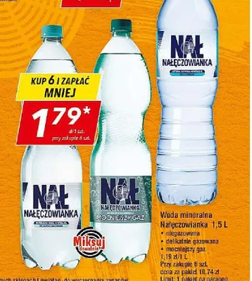 Woda mineralna mocniejszy gaz Nałęczowianka promocja w LEWIATAN
