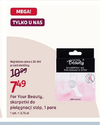Skarpetki do pielęgnacji stóp For Your Beauty promocja w Rossmann