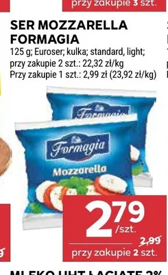 Ser Mozzarella Formagia light promocja w Stokrotka