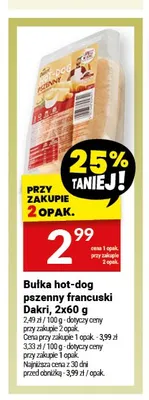 Bułka hot-dog pszenny francuski Dakri 2-pak promocja w Twój Market