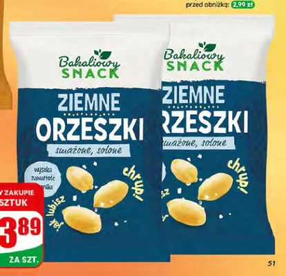 Orzeszki ziemne solone smażone Bakaliowy Snack promocja w Dino