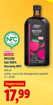 Sok 100% tłoczony NFC malina, czarny bez lub pigwowiec japoński promocja w Lidl
