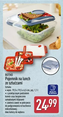 Pojemnik na lunch ze sztućcami Rotho promocja w Aldi