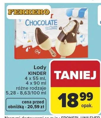 Lody różne rodzaje promocja w Carrefour