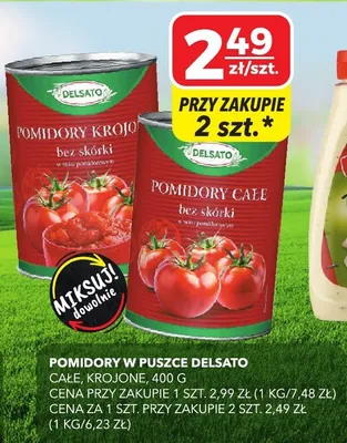 Pomidory w puszce całe Delsato promocja w Top Market