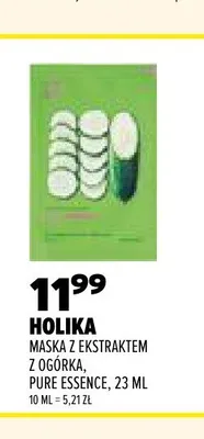 Maska z ekstraktem z ogórka Holika Pure Essence promocja w Drogerie Natura