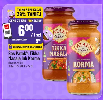 Sos Tikka Masala lub Korma promocja w POLOmarket