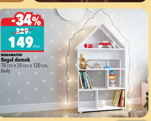 Regał domek MEBLOMASTER 70cm x 20cm x 120cm biały promocja w Biedronka Home