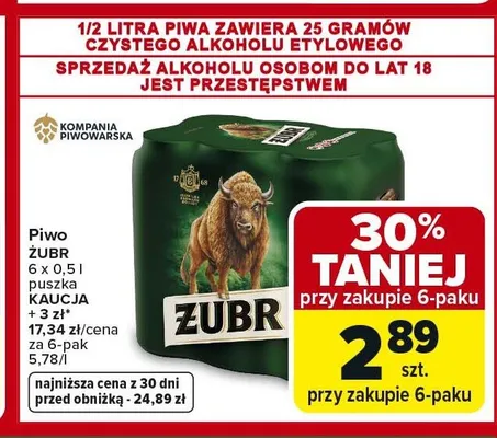 Piwo Żubr 6-pak 0,5l promocja w Carrefour Market