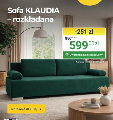 Sofa rozkładana Klaudia promocja w ERLI