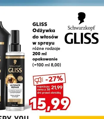 Odżywka do włosów w sprayu Gliss promocja w Kaufland