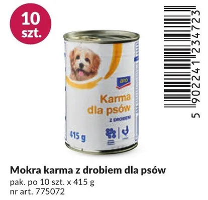 Mokra karma z drobiem dla psów promocja w Makro