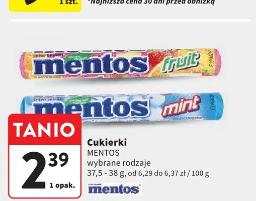 Cukierki MENTOS promocja w Intermarche