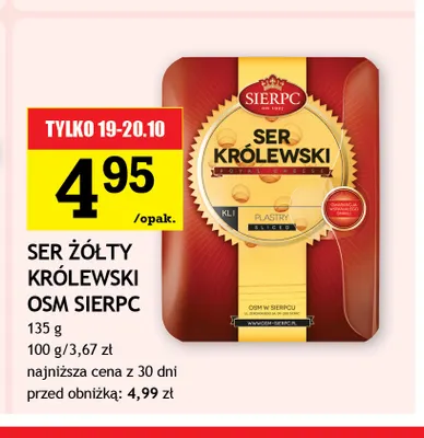 Ser żółty Królewski w plastrach OSM Sierpc promocja w Gram Market