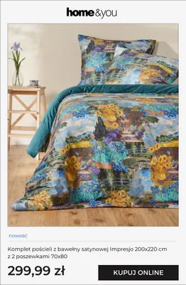 Komplet pościeli z bawełny satynowej home & you Impresjo 200x220 cm z 2 poszewkami 70x80 promocja w home&you