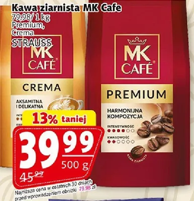 Kawaziarnista MK Cafe Premium Crema Strauss promocja w Prim Market