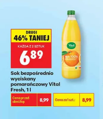 Sok bezpośrednio wyciskany pomarańczowy Vital Fresh promocja w Biedronka