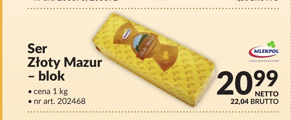 Ser Złoty Mazur blok Mlekpol promocja w Makro
