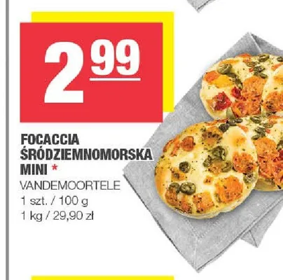 Focaccia śródziemnomorska mini Vandemoortele promocja w SPAR