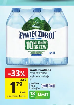 Woda źródlana niegazowana Żywiec Zdrój promocja w Intermarche